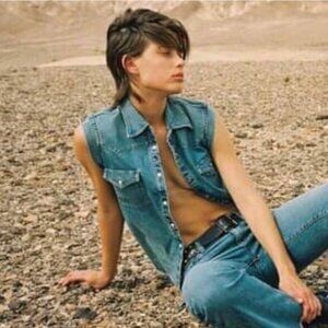 Nili Lotan Carson Sleeveless Denim Pearl Snap Shirt Size Medium